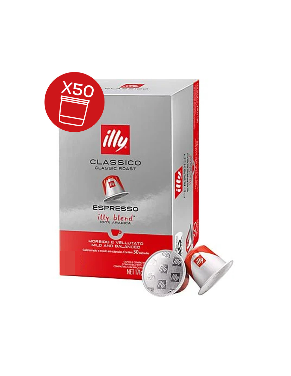 Kava Illy - Nespresso kompatibilne kapsule - Rdeča espresso - 50 kos