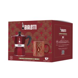 Moka Express rdeča 3 skodelice + skodelica Deco Glamour